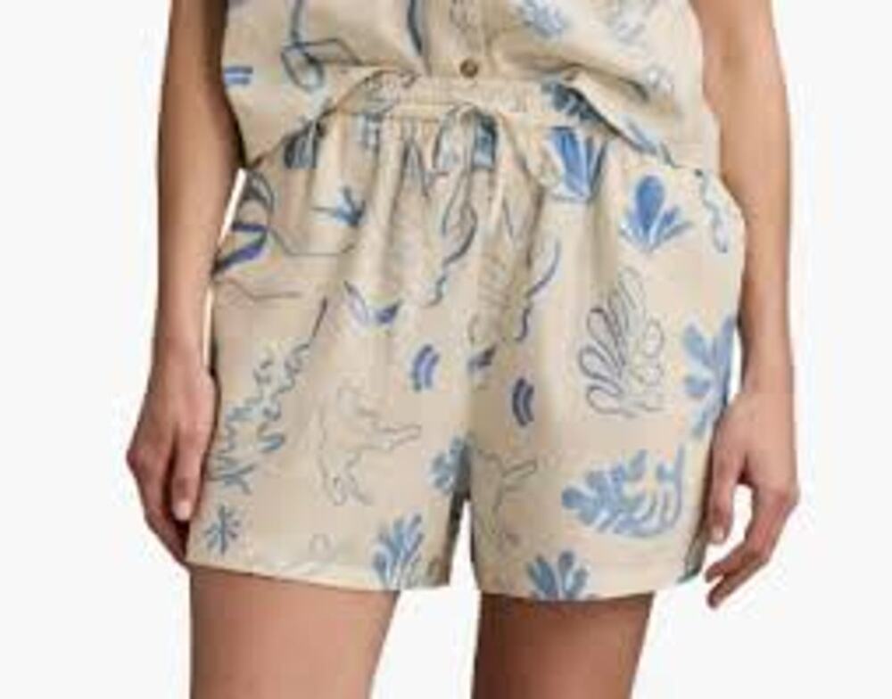 Lucky Brand Lucky Linen Printed Drawstring Shorts Women's Large NWT